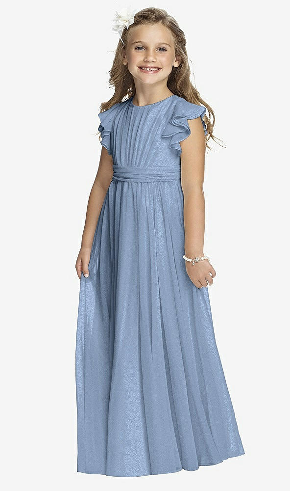 Front View - Cloudy Silver Flower Girl Shimmer Dress FL4038LS
