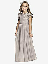 Front View Thumbnail - Taupe Silver Flower Girl Shimmer Dress FL4038LS
