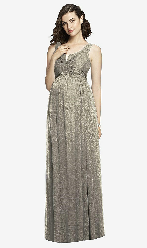 Front View - Mocha Gold After Six Shimmer Maternity Bridesmaid Dress M424LS