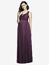 Front View Thumbnail - Aubergine Silver After Six Shimmer Maternity Bridesmaid Dress M424LS