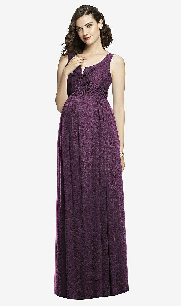 Front View - Aubergine Silver After Six Shimmer Maternity Bridesmaid Dress M424LS