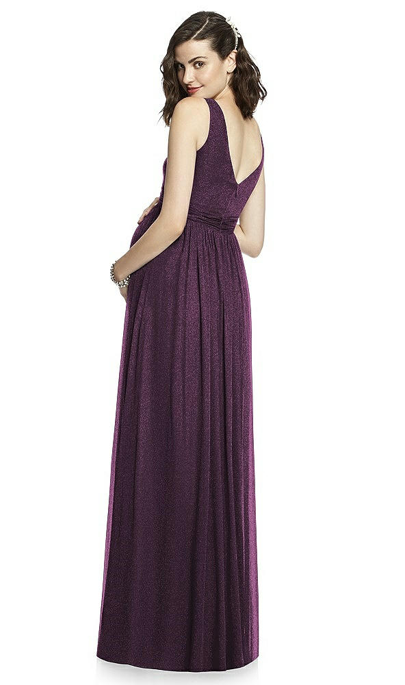 Back View - Aubergine Silver After Six Shimmer Maternity Bridesmaid Dress M424LS