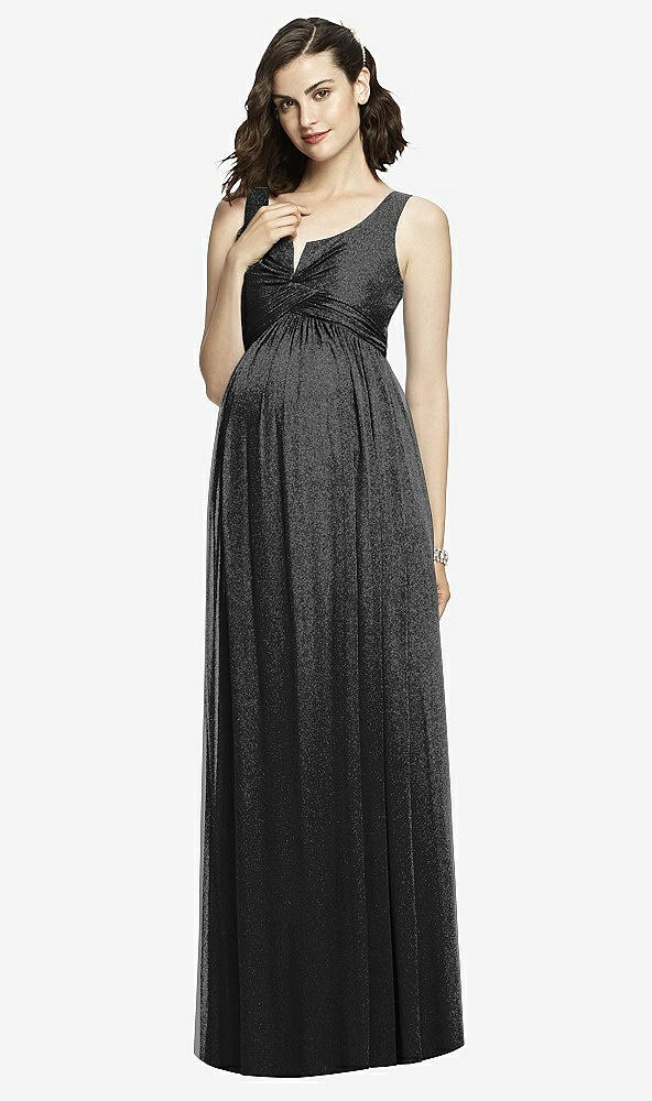 Front View - Black Silver After Six Shimmer Maternity Bridesmaid Dress M424LS