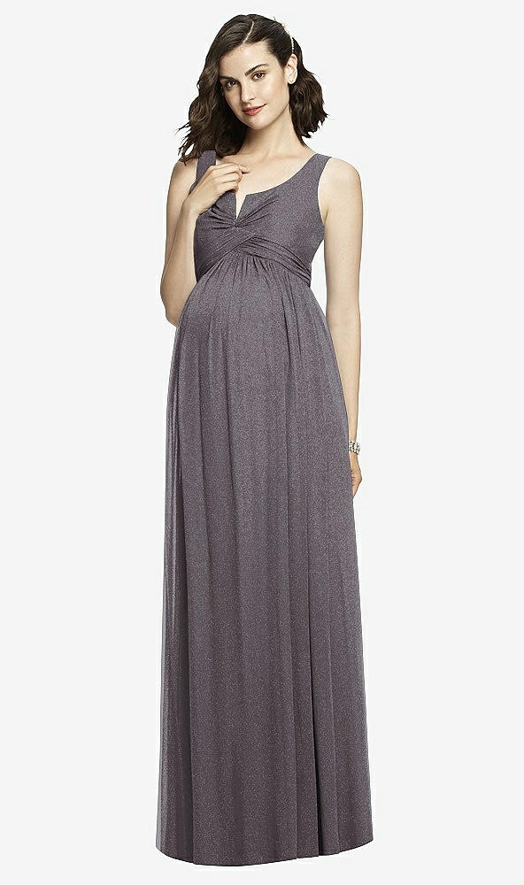 Front View - Stormy Silver After Six Shimmer Maternity Bridesmaid Dress M424LS