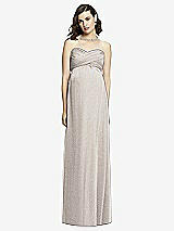 Front View Thumbnail - Taupe Silver Dessy Shimmer Maternity Bridesmaid Dress M426LS