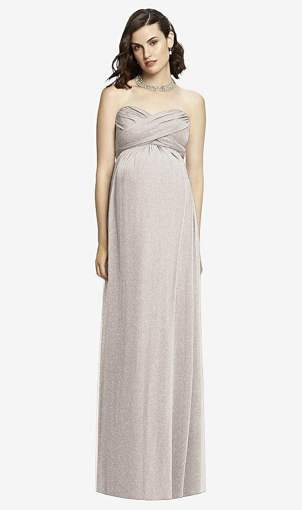 Front View - Taupe Silver Dessy Shimmer Maternity Bridesmaid Dress M426LS