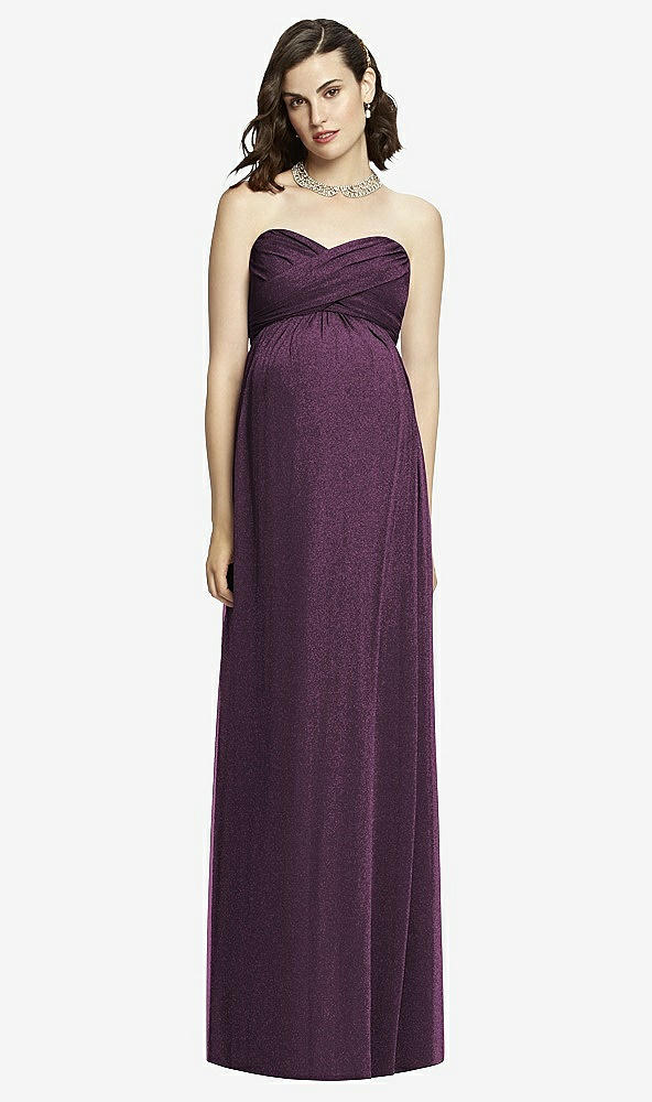 Front View - Aubergine Silver Dessy Shimmer Maternity Bridesmaid Dress M426LS