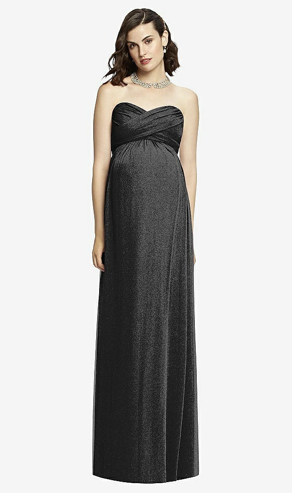 Front View - Black Silver Dessy Shimmer Maternity Bridesmaid Dress M426LS