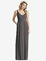 Front View Thumbnail - Caviar Gray Sleeveless Pleated Skirt Maxi Dress with Pockets