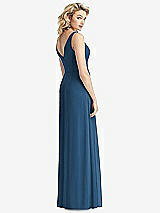 Rear View Thumbnail - Dusk Blue Sleeveless Pleated Skirt Maxi Dress with Pockets