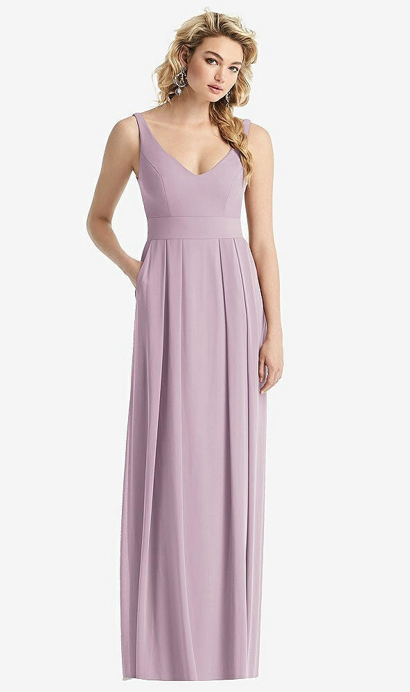 Front View - Suede Rose Sleeveless Pleated Skirt Maxi Dress with Pockets