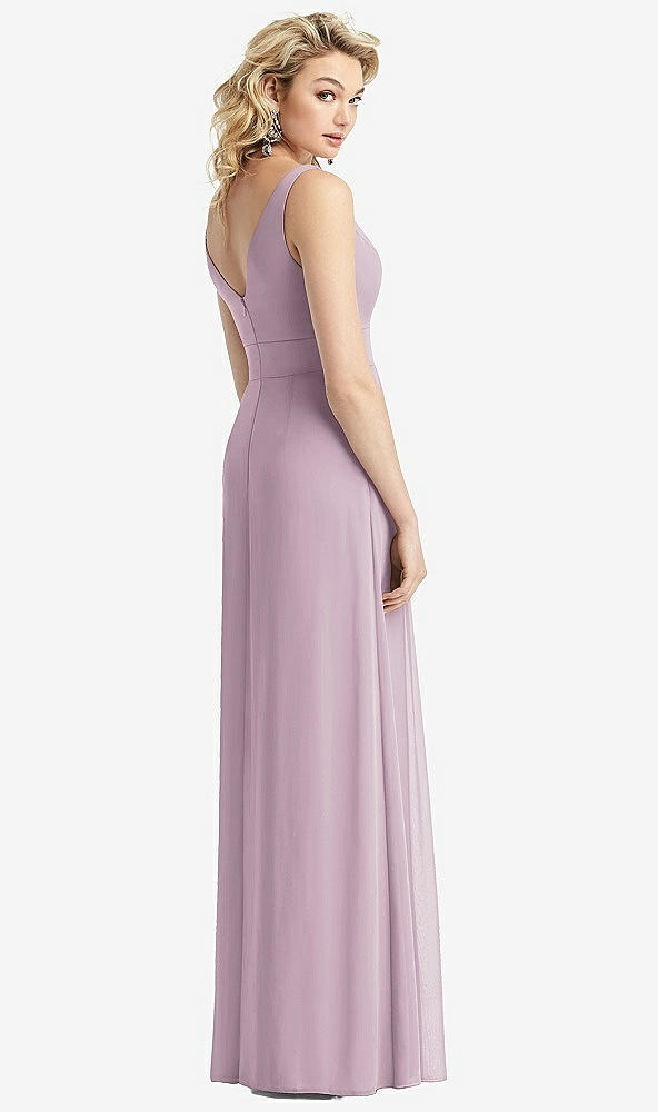 Back View - Suede Rose Sleeveless Pleated Skirt Maxi Dress with Pockets
