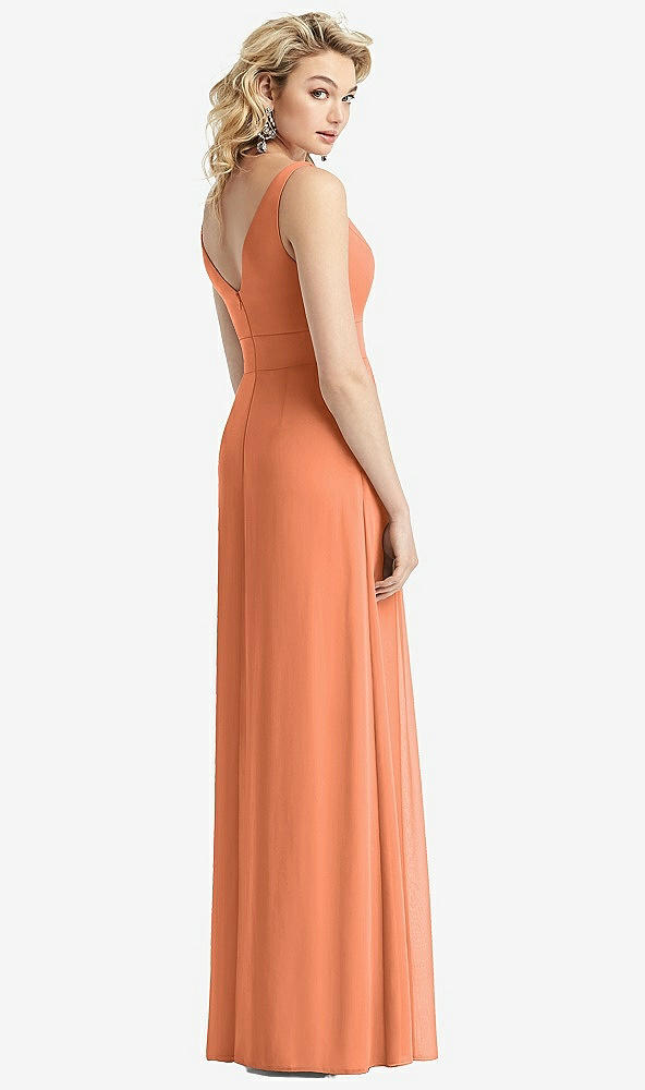 Back View - Sweet Melon Sleeveless Pleated Skirt Maxi Dress with Pockets