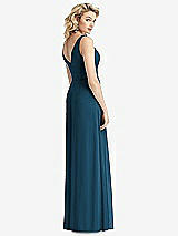Rear View Thumbnail - Atlantic Blue Sleeveless Pleated Skirt Maxi Dress with Pockets