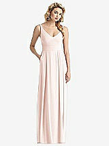 Front View Thumbnail - Blush Sleeveless Pleated Skirt Maxi Dress with Pockets