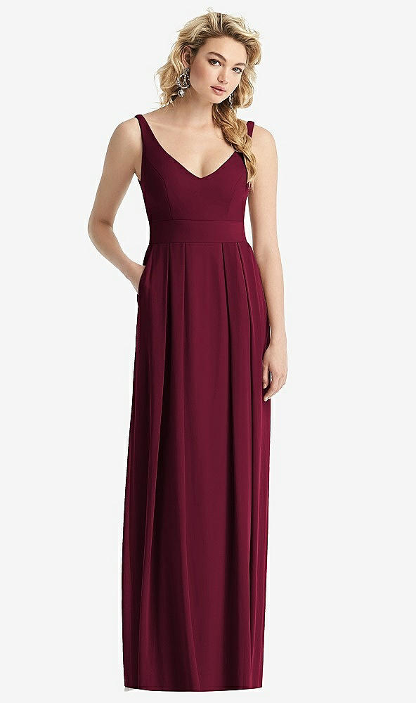 Front View - Cabernet Sleeveless Pleated Skirt Maxi Dress with Pockets
