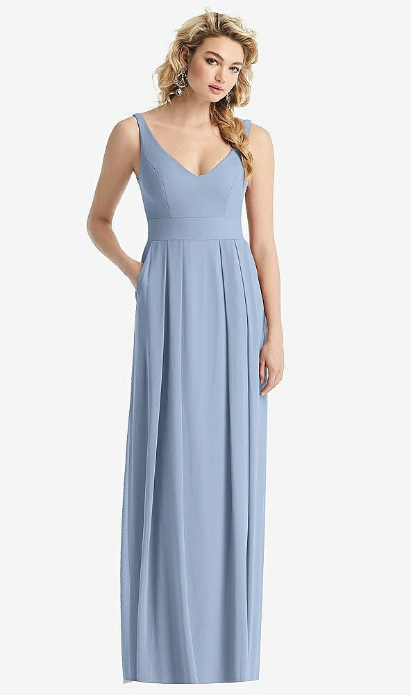 Front View - Cloudy Sleeveless Pleated Skirt Maxi Dress with Pockets