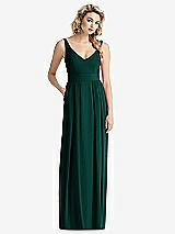 Front View Thumbnail - Evergreen Sleeveless Pleated Skirt Maxi Dress with Pockets