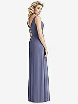 Rear View Thumbnail - French Blue Sleeveless Pleated Skirt Maxi Dress with Pockets