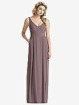 Front View Thumbnail - French Truffle Sleeveless Pleated Skirt Maxi Dress with Pockets