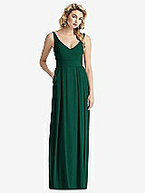 Front View Thumbnail - Hunter Green Sleeveless Pleated Skirt Maxi Dress with Pockets