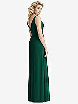 Rear View Thumbnail - Hunter Green Sleeveless Pleated Skirt Maxi Dress with Pockets