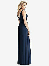 Rear View Thumbnail - Midnight Navy Sleeveless Pleated Skirt Maxi Dress with Pockets