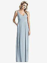 Front View Thumbnail - Mist Sleeveless Pleated Skirt Maxi Dress with Pockets