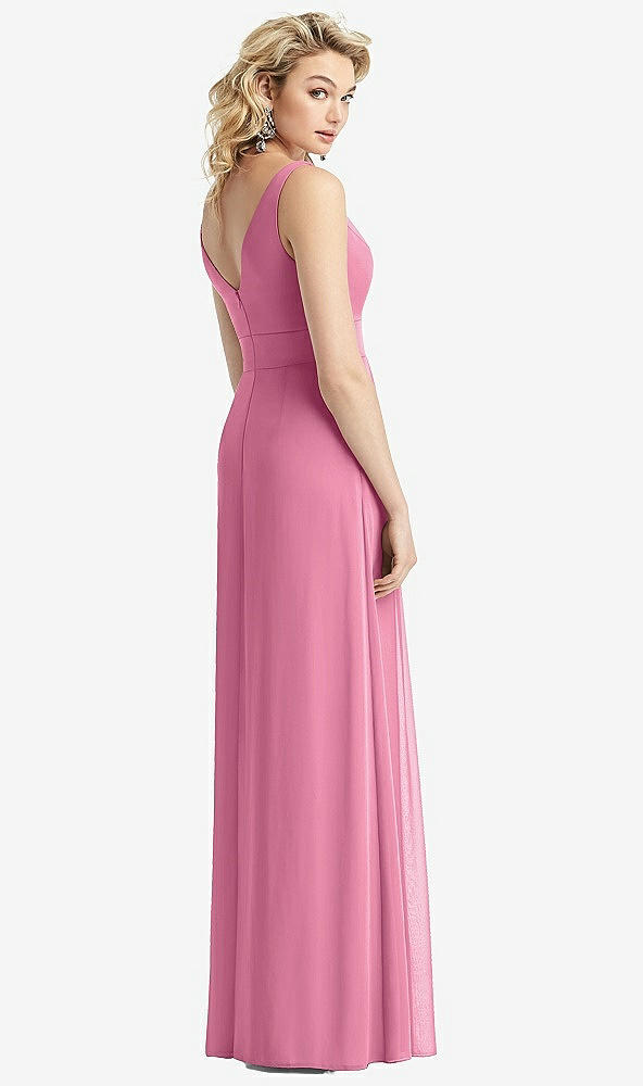 Back View - Orchid Pink Sleeveless Pleated Skirt Maxi Dress with Pockets