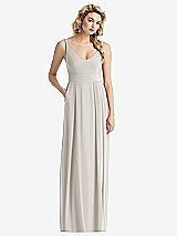 Front View Thumbnail - Oyster Sleeveless Pleated Skirt Maxi Dress with Pockets
