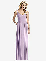 Front View Thumbnail - Pale Purple Sleeveless Pleated Skirt Maxi Dress with Pockets
