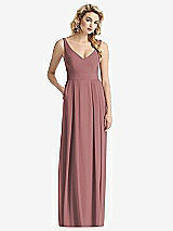 Front View Thumbnail - Rosewood Sleeveless Pleated Skirt Maxi Dress with Pockets