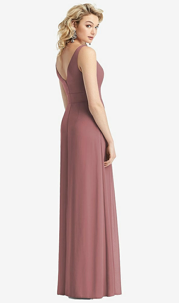 Back View - Rosewood Sleeveless Pleated Skirt Maxi Dress with Pockets