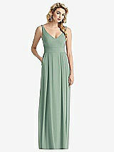 Front View Thumbnail - Seagrass Sleeveless Pleated Skirt Maxi Dress with Pockets