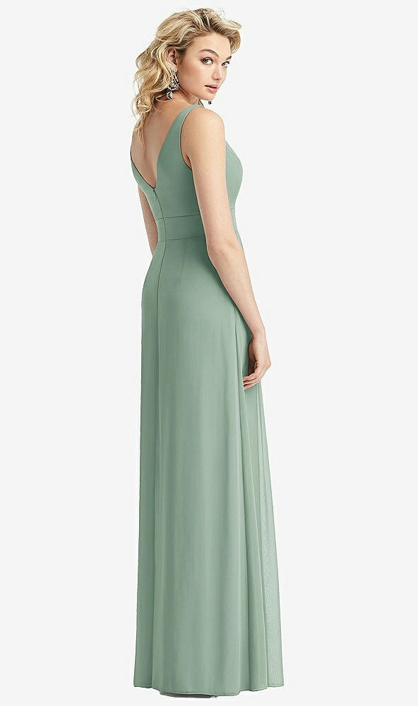 Back View - Seagrass Sleeveless Pleated Skirt Maxi Dress with Pockets