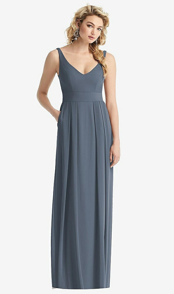 Front View - Silverstone Sleeveless Pleated Skirt Maxi Dress with Pockets