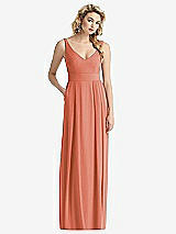 Front View Thumbnail - Terracotta Copper Sleeveless Pleated Skirt Maxi Dress with Pockets