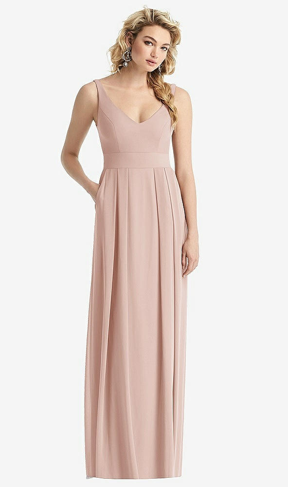 Front View - Toasted Sugar Sleeveless Pleated Skirt Maxi Dress with Pockets