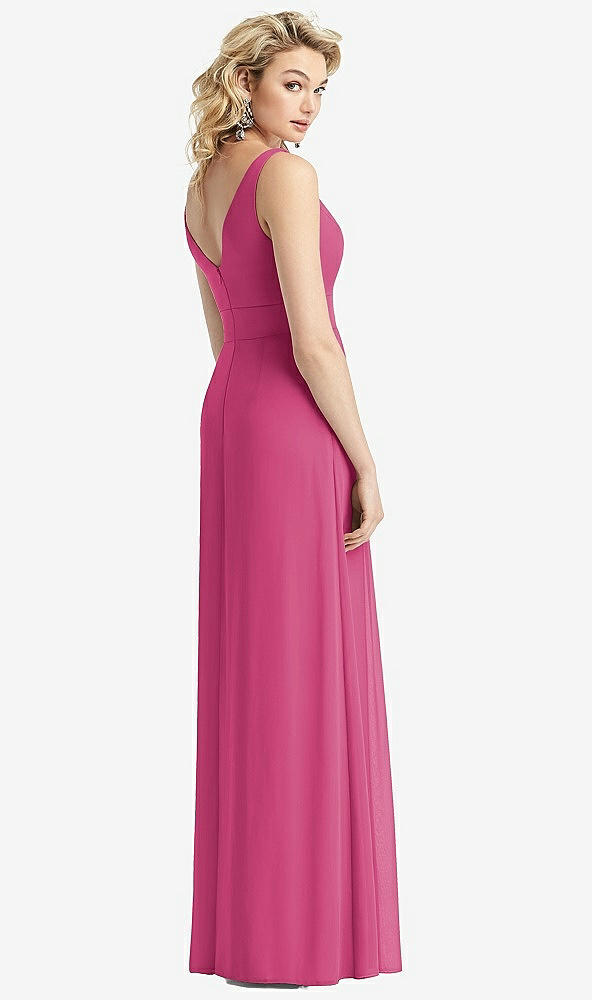 Back View - Tea Rose Sleeveless Pleated Skirt Maxi Dress with Pockets