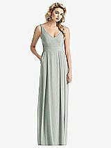 Front View Thumbnail - Willow Green Sleeveless Pleated Skirt Maxi Dress with Pockets