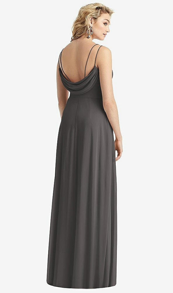 Front View - Caviar Gray Cowl-Back Double Strap Maxi Dress with Side Slit
