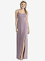 Rear View Thumbnail - Lilac Dusk Cowl-Back Double Strap Maxi Dress with Side Slit