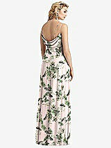 Front View Thumbnail - Palm Beach Print Cowl-Back Double Strap Maxi Dress with Side Slit