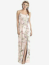 Rear View Thumbnail - Blush Garden Cowl-Back Double Strap Maxi Dress with Side Slit