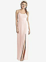 Rear View Thumbnail - Blush Cowl-Back Double Strap Maxi Dress with Side Slit