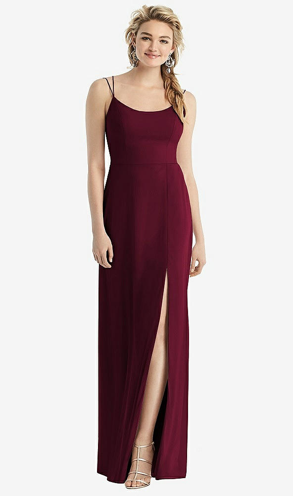 Back View - Cabernet Cowl-Back Double Strap Maxi Dress with Side Slit