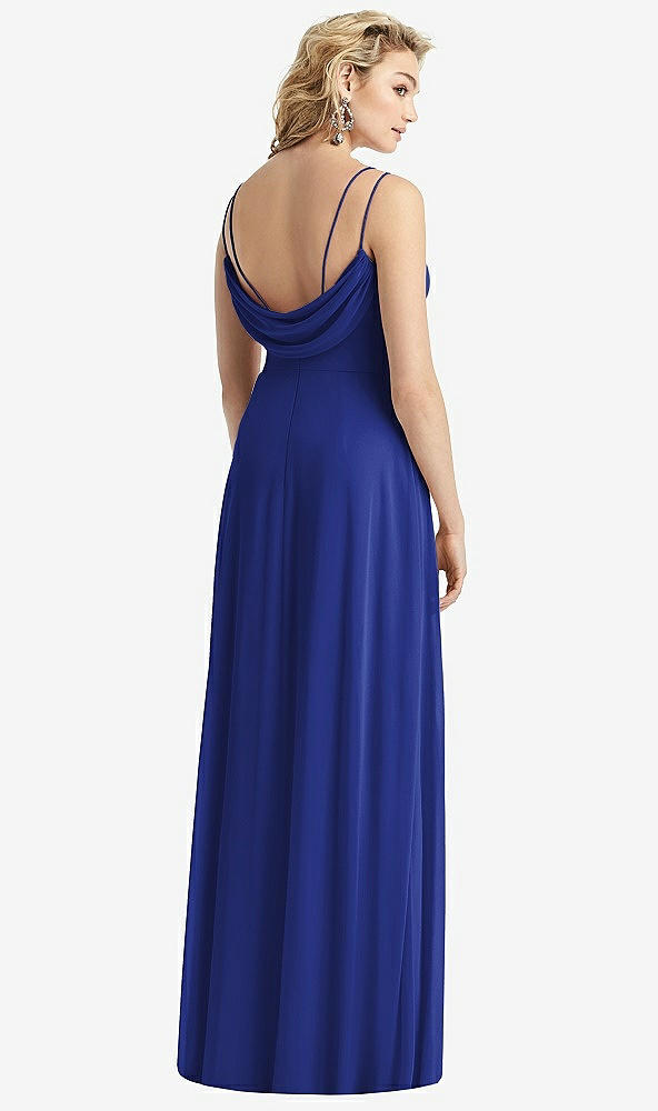 Front View - Cobalt Blue Cowl-Back Double Strap Maxi Dress with Side Slit