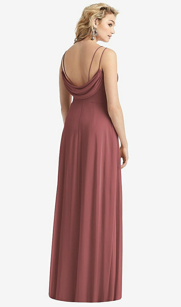 Front View - English Rose Cowl-Back Double Strap Maxi Dress with Side Slit