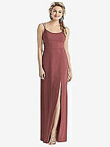 Rear View Thumbnail - English Rose Cowl-Back Double Strap Maxi Dress with Side Slit