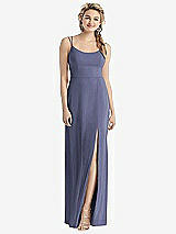 Rear View Thumbnail - French Blue Cowl-Back Double Strap Maxi Dress with Side Slit